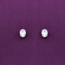  Oval Crystal Cuts Casual Silver Studs Earrings