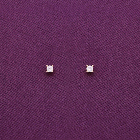 Small Solitaire Zircon Casual Silver Studs Earrings