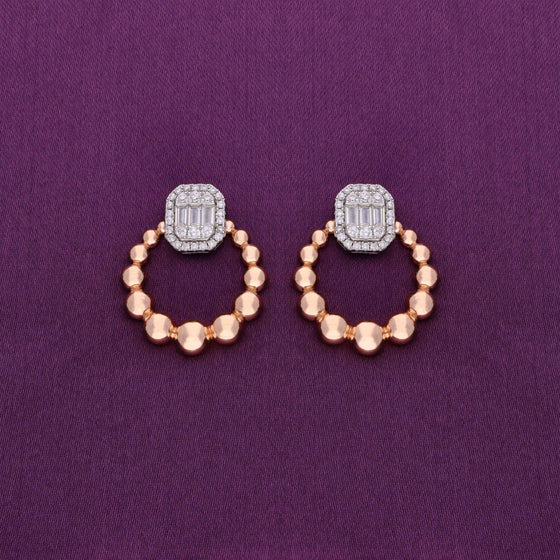 Rings of Misty Beads Statement Rose Gold Studs Earrings