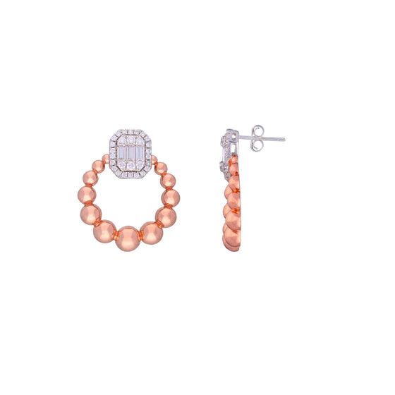 Rings of Misty Beads Statement Rose Gold Studs Earrings