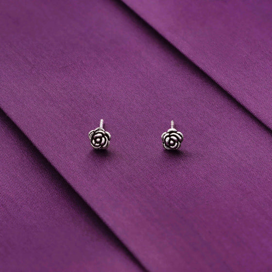 Sterling Roses Casual Silver Studs Earrings