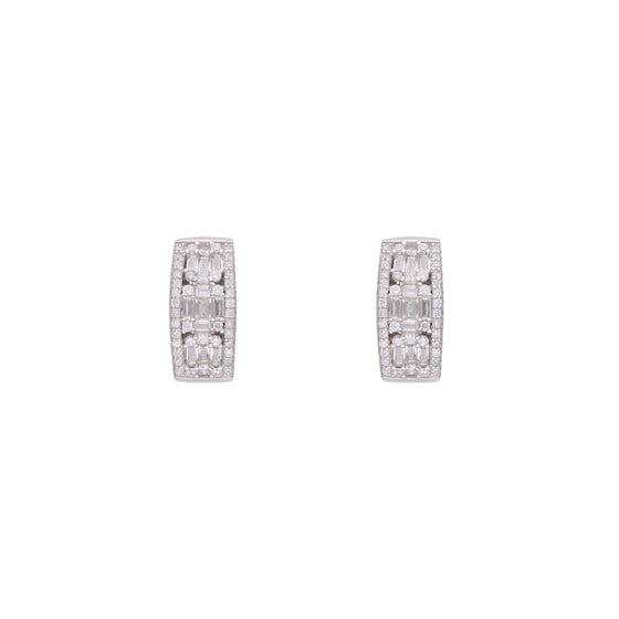 Diamond Crust Silver Studs Earrings
