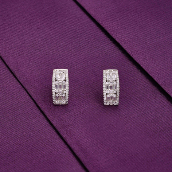 Diamond Crust Silver Studs Earrings