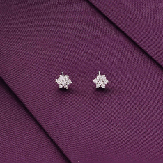 Minimalistic Floral Star Silver Earrings