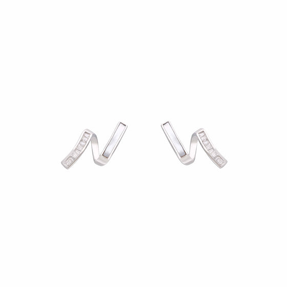 Crystal Zigzag Casual Silver Studs Earrings