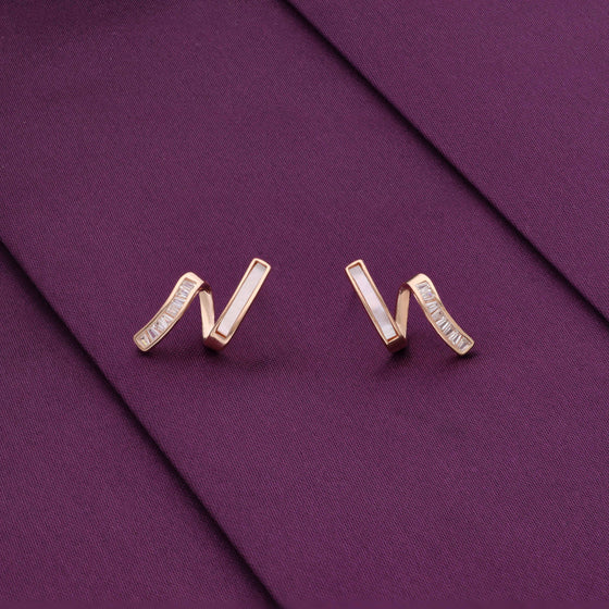 Crystal Zigzag Casual Silver Studs Earrings