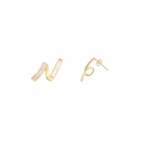 Crystal Zigzag Casual Silver Studs Earrings