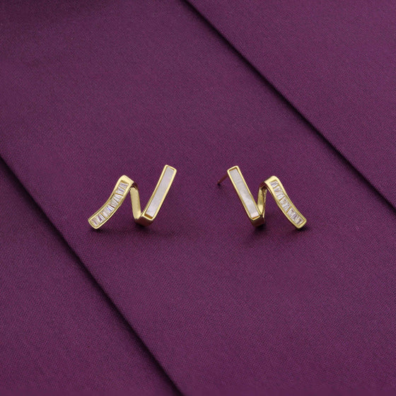 Crystal Zigzag Casual Silver Studs Earrings