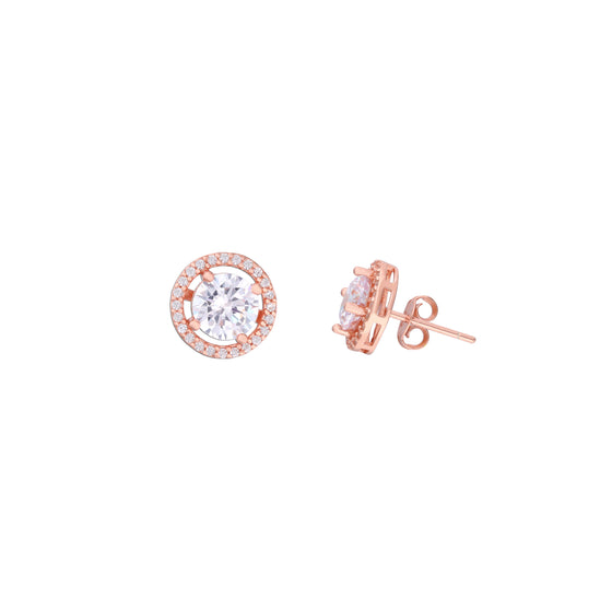 Royal Diamante Rose Gold Studs Earrings