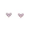 Minimal Square Crystals Heart Silver Studs Earrings