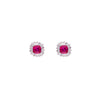 Trendy Pink Square Casual Silver Studs Earrings