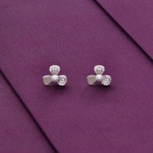  Chic Diamond Bezels Floral Silver Earrings