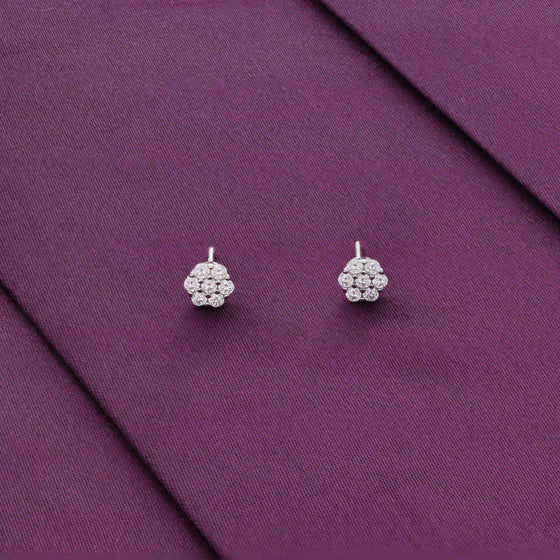 Minimal Zircon Blossoms Casual Silver Studs Earrings