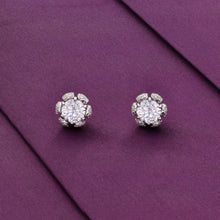  Dazzling Diamond Studded Floral Silver Earrings