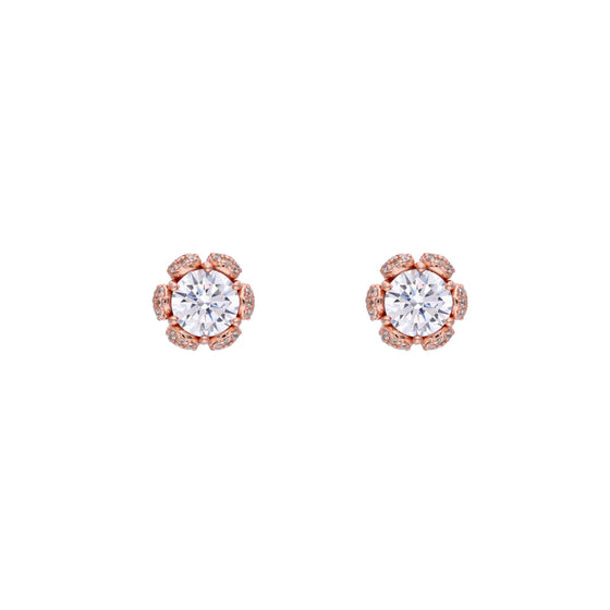 Dazzling Diamond Studded Floral Silver Earrings