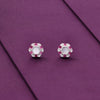 Royal Soul Pink & White Circular Silver Earrings