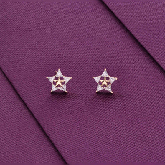 Stars Zircon Studded Silver Earrings