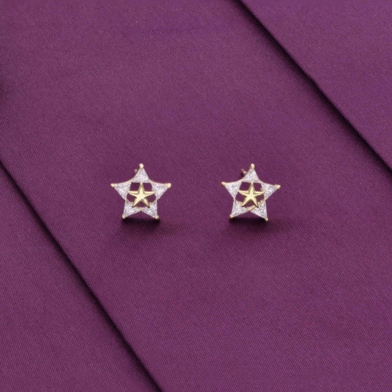 Stars Zircon Studded Silver Earrings