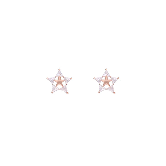 Stars Zircon Studded Silver Earrings