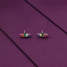  Multi Color Crown Zircon Silver Earrings