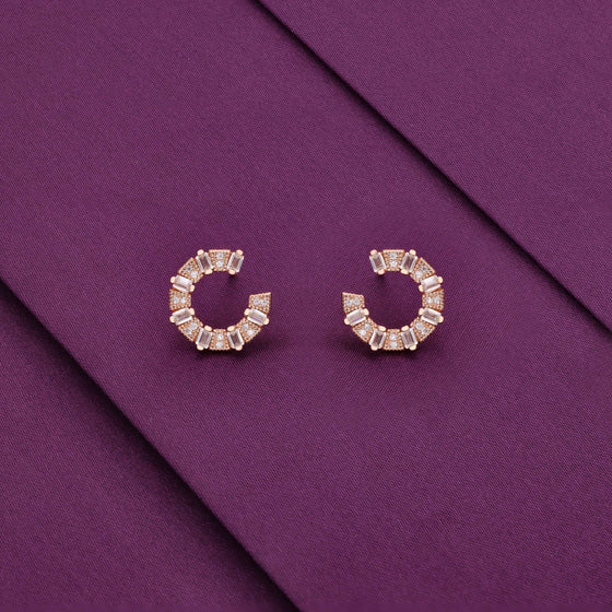 Crystals Casual Silver Studs Earrings