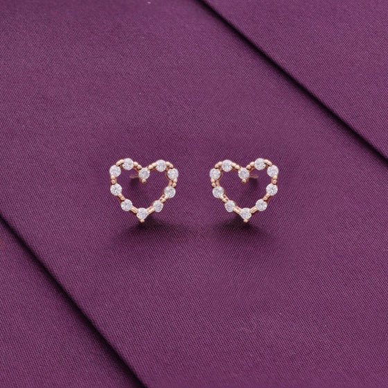 DIAMOND STUDDED HEART SILVER CASUAL EARRINGS