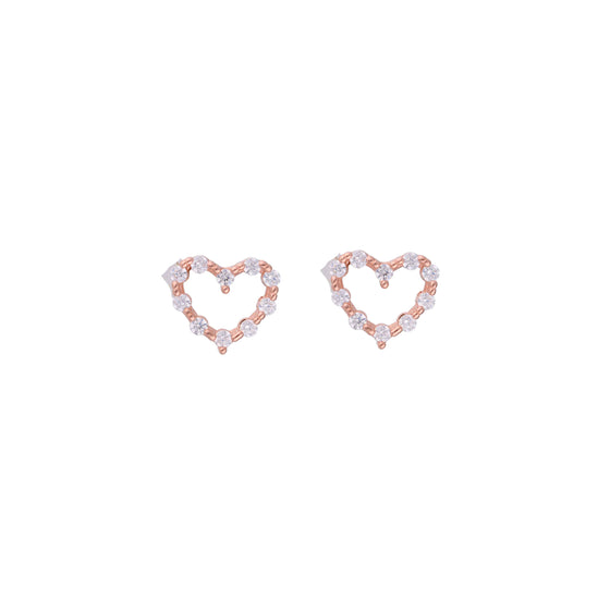 DIAMOND STUDDED HEART SILVER CASUAL EARRINGS