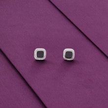  Minimalistic Black Diamond Bezels Silver Earrings