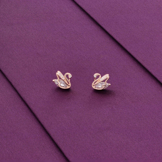 STYLISH SWAN ZIRCON CUT SILVER CASUAL STUDS