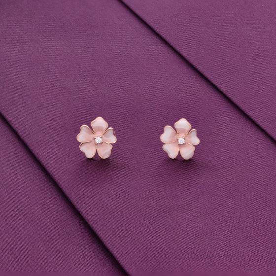 Minimalistic Floral Studs Silver Earrings