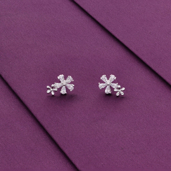 Crystal Flare Casual Silver Studs Earrings