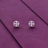 Crystal Essence Circular Silver Stud Earrings