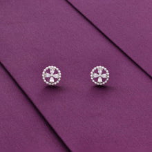  Crystal Essence Circular Silver Stud Earrings