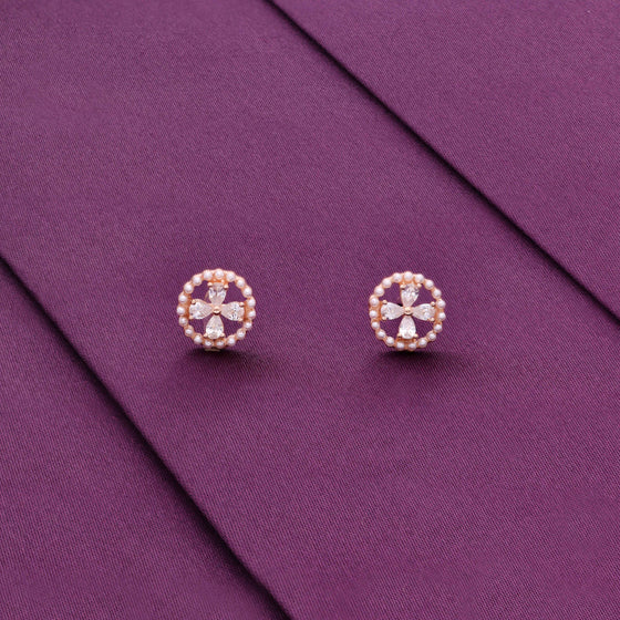 Crystal Essence Circular Silver Stud Earrings