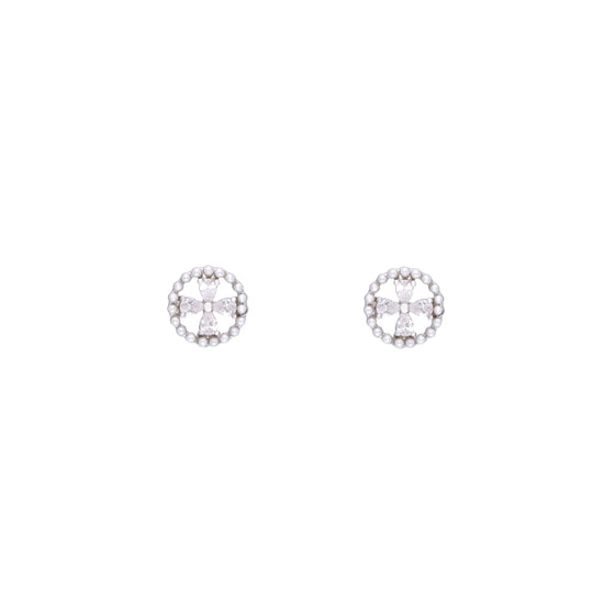 Crystal Essence Circular Silver Stud Earrings