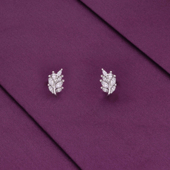 Trendy Leaf-style Silver Earrings