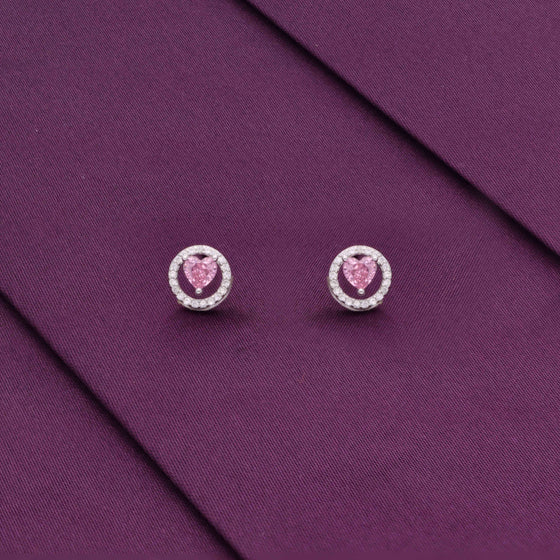 Encircled Heart Casual Silver Studs Earrings