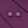 Chic Blue and White Floral Studs Silver Earrings