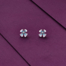  Chic Blue and White Floral Studs Silver Earrings