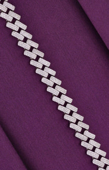  Men’s Zircon Cuban Link Silver Bracelet
