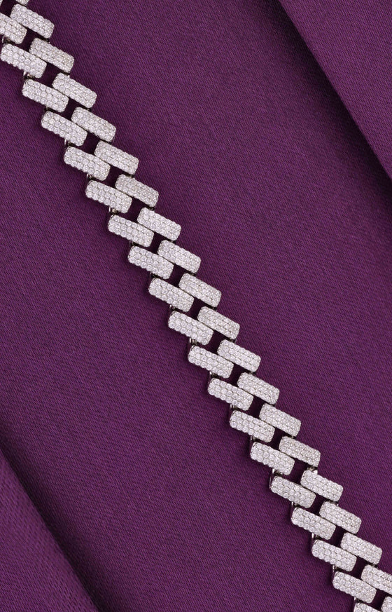 Men’s Zircon Cuban Link Silver Bracelet