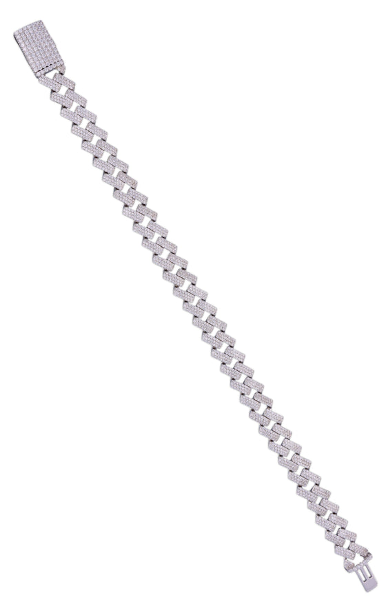 Men’s Zircon Cuban Link Silver Bracelet