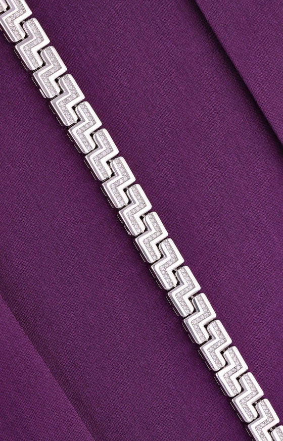 Men’s Zigzag Zircon Silver Bracelet