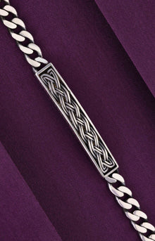  Men’s Stylish Plate Link Silver Bracelet