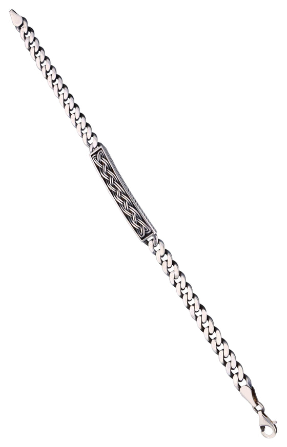 Men’s Stylish Plate Link Silver Bracelet