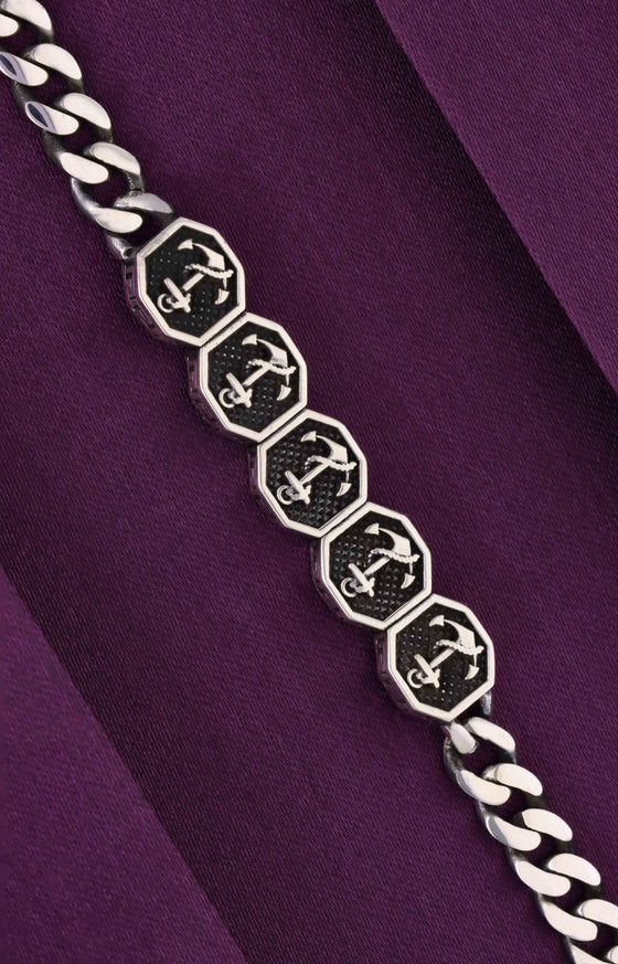 Men’s Anchored Link Silver Bracelet