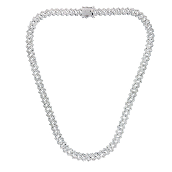 Men’s Zircon Cuban Link Silver Chain