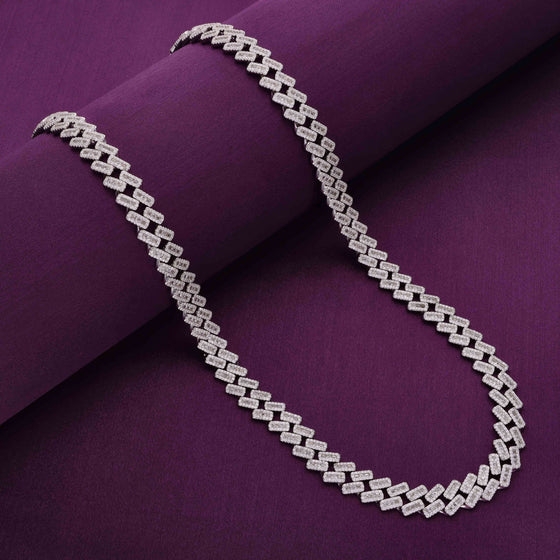 Men’s Zircon Cuban Link Silver Chain