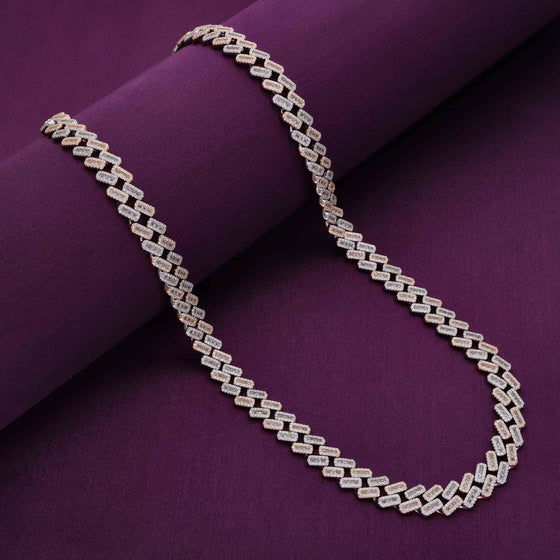 Men’s Zircon Cuban Link Silver Chain