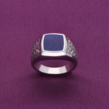  Men's Royal Lapis Stone Silver Ring